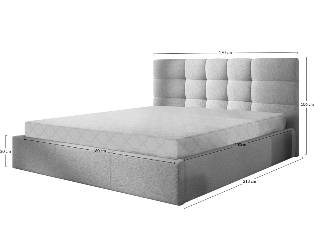 Mael - lit coffre 160x200 cm - en tissu et sommier inclus