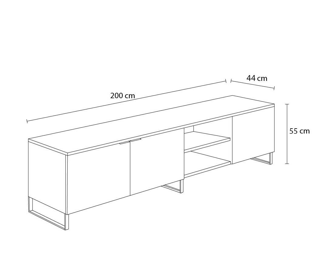 BOBOCHIC Auxane - meuble TV bois et noir - style contemporain - 200 cm