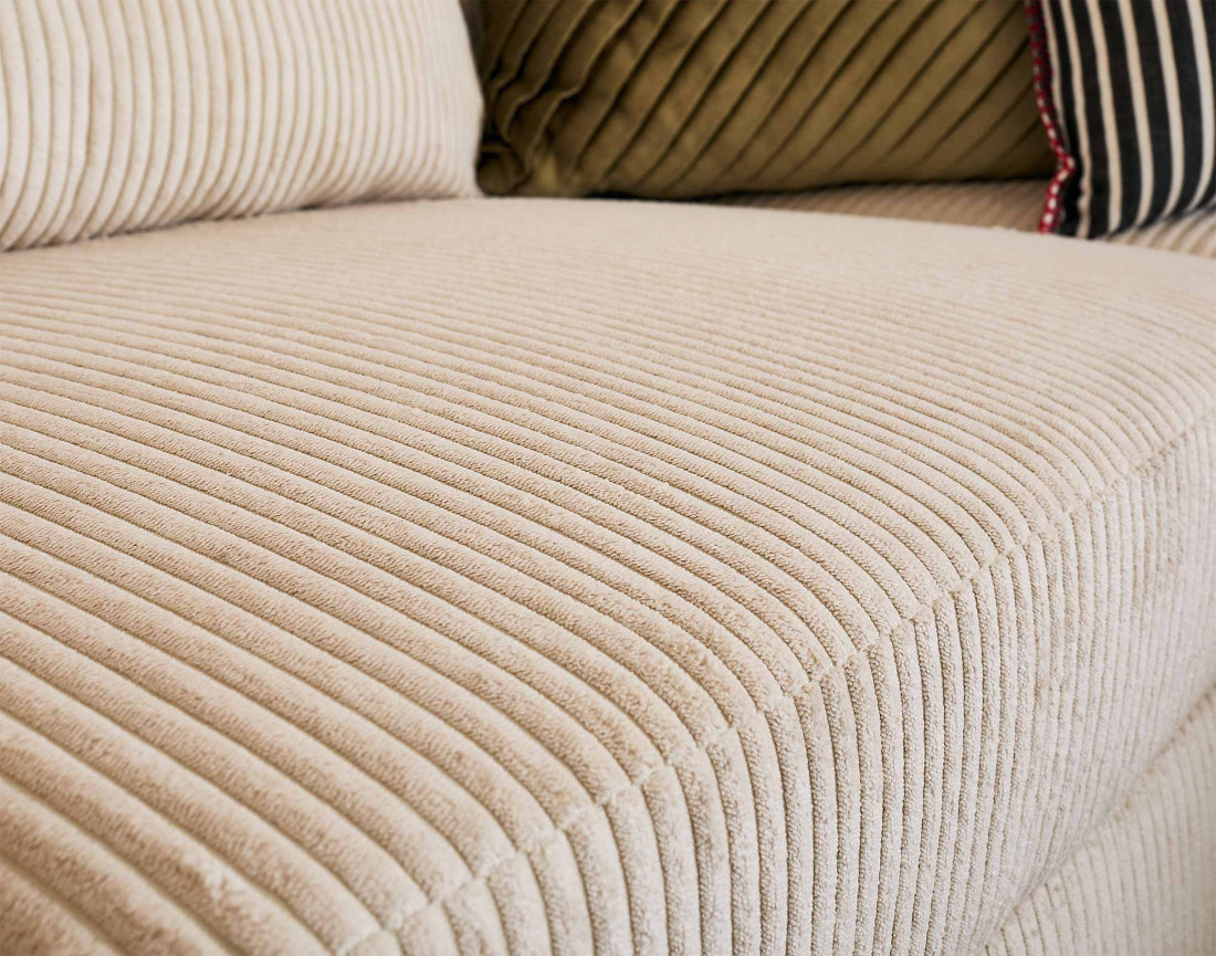 Canapé d'angle réversible 5 places convertible avec coffre en velours côtelé - Aubépine