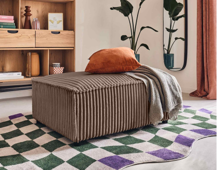 Pouf en velours côtelé grosses côtes Stella