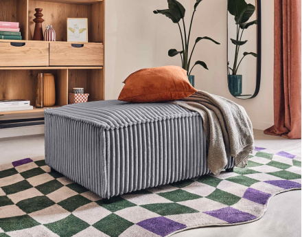 Pouf en velours côtelé grosses côtes Stella