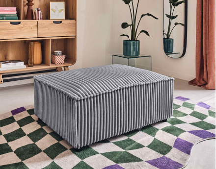 Pouf en velours côtelé grosses côtes Stella