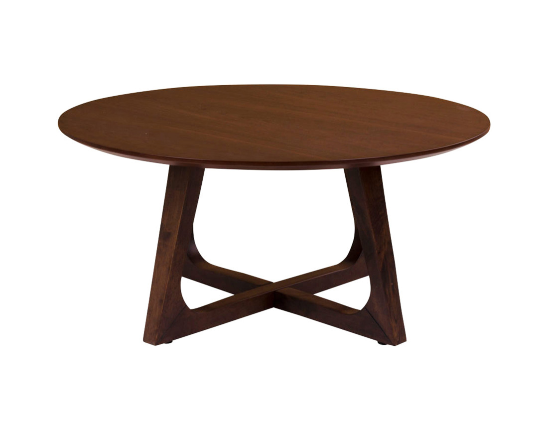 Table basse ronde en bois plaquage noyer 75 cm Solin