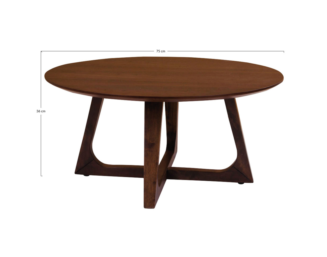 Table basse ronde en bois plaquage noyer 75 cm Solin