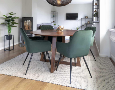 Table à manger ronde en bois plaquage noyer 137 cm Solin