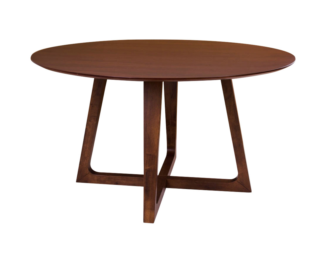 Table à manger ronde en bois plaquage noyer 137 cm Solin