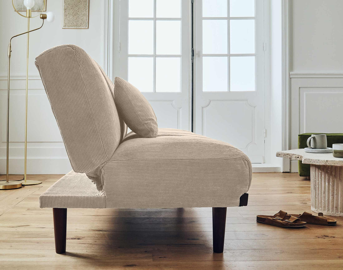 Canapé convertible clic-clac 2 places en velours côtelé Samarra