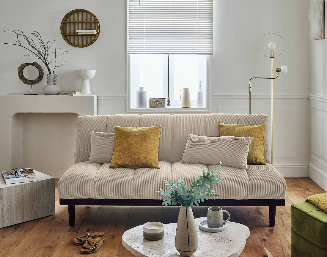 Canapé convertible clic-clac 2 places en velours côtelé Samarra