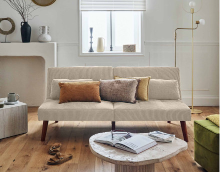 Canapé convertible clic-clac 2 places en velours côtelé Philae