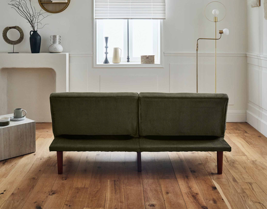 Canapé convertible clic-clac 2 places en velours côtelé Philae