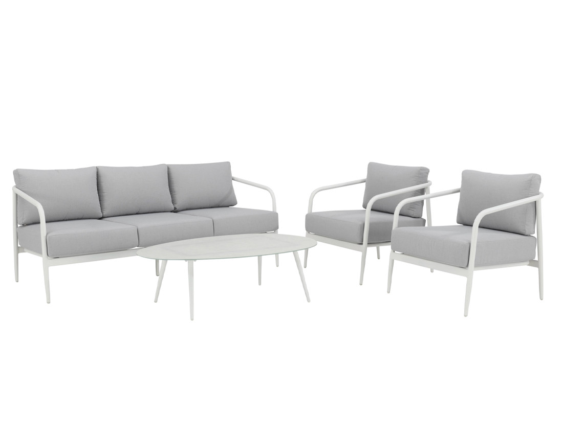 Salon bas de jardin 5 places en aluminium Canberra