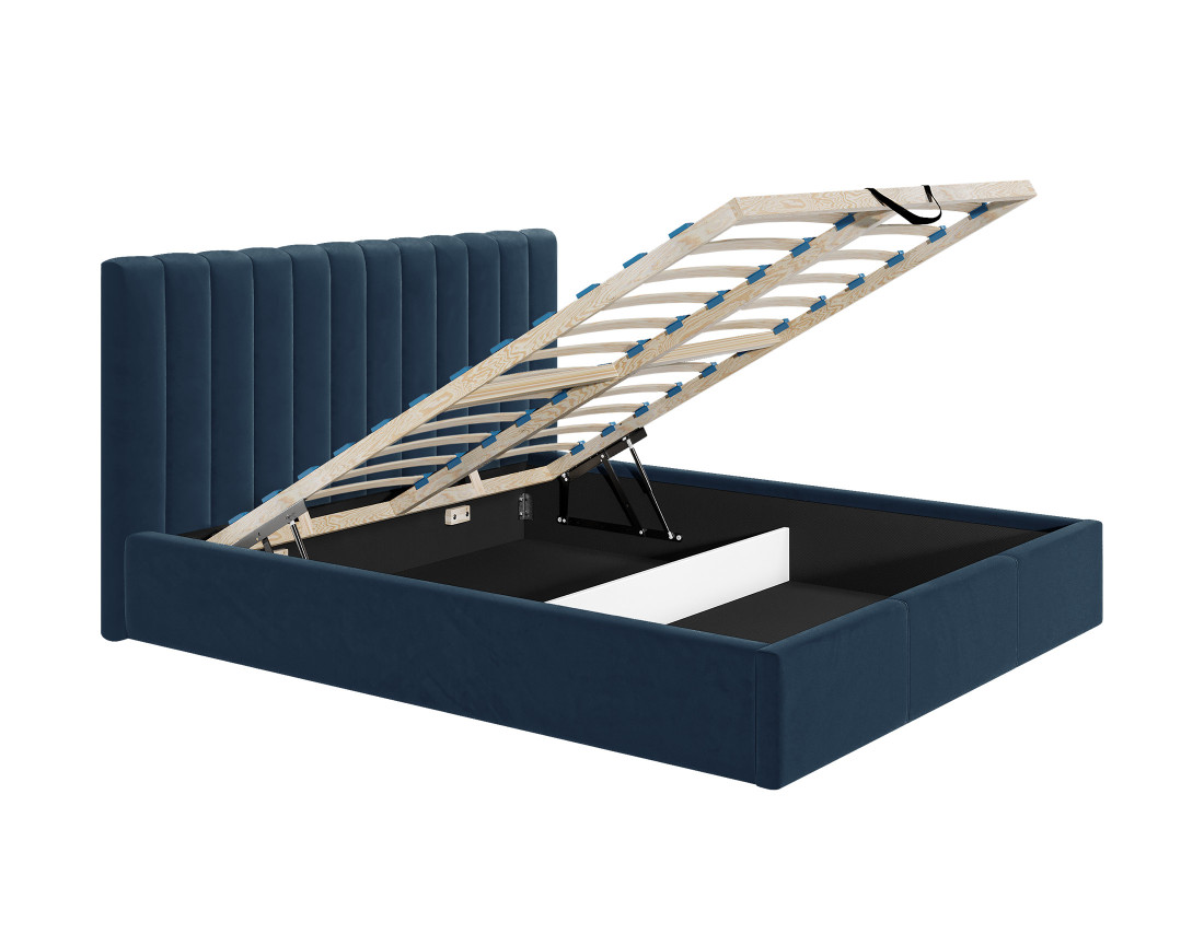 Lit coffre 140x200 cm sommier inclus en velours Rosario