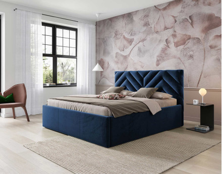 Lit coffre 160x200 cm sommier inclus en velours Santiago