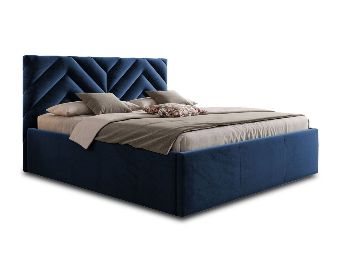 Lit coffre 160x200 cm sommier inclus en velours Santiago