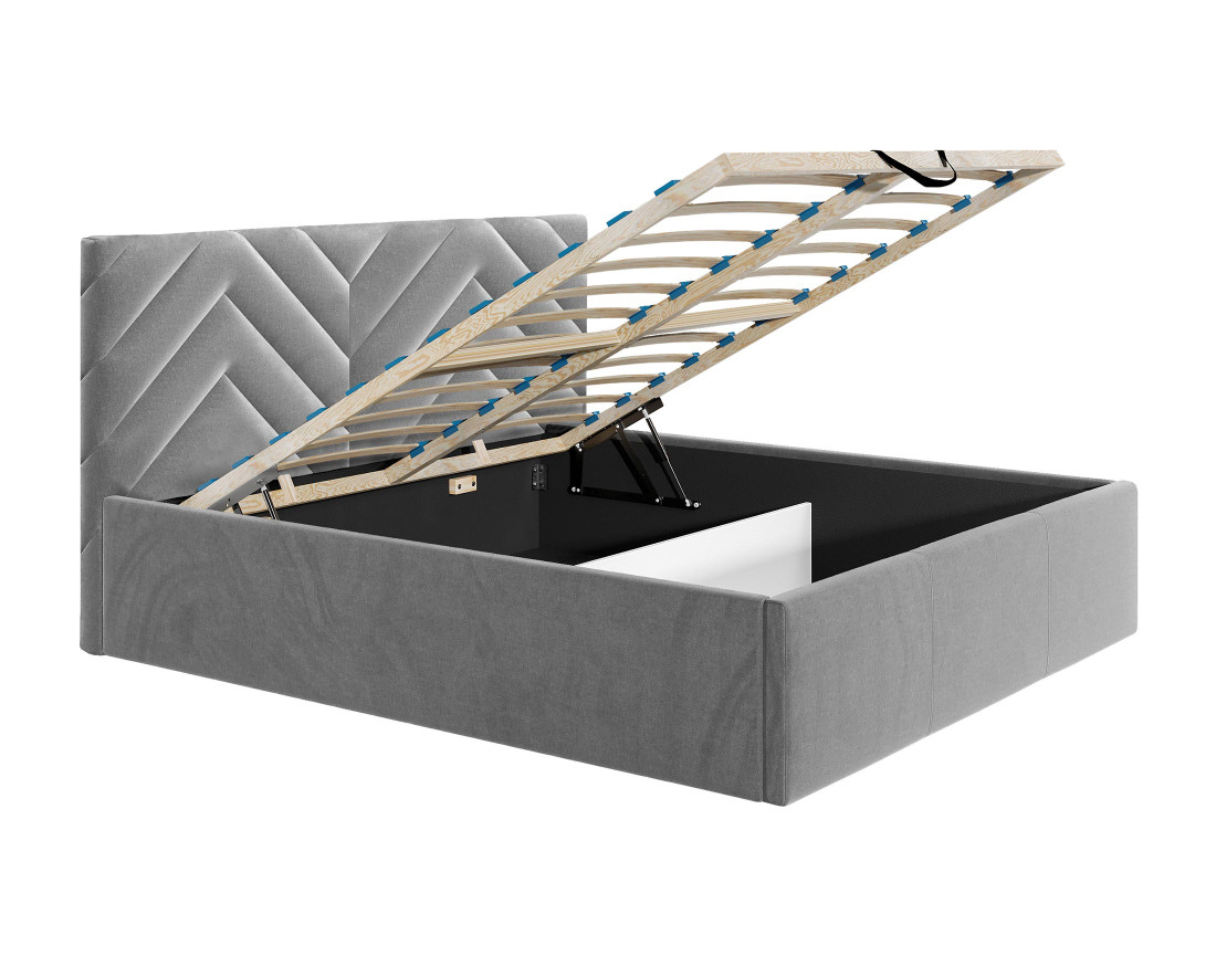 Lit coffre 160x200 cm sommier inclus en velours Santiago