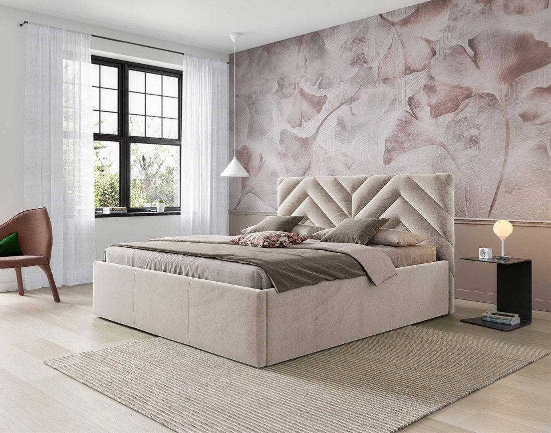 Lit coffre 180x200 cm sommier inclus en velours Santiago