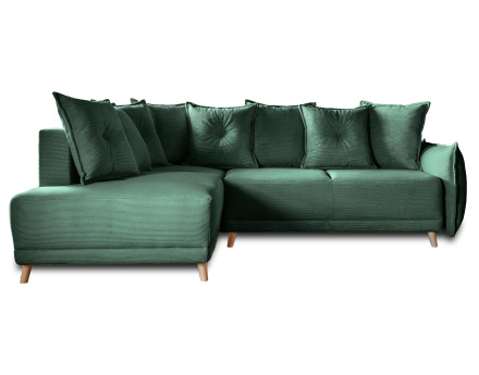 Canapé d'angle d'ange gauche 5 places convertible avec coffre en velours côtelé Lena