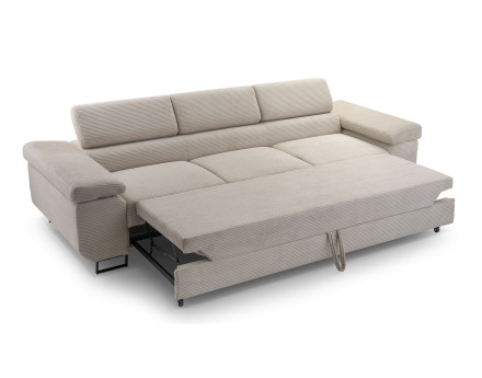 Canapé 3 places convertible avec têtières réglables en velours côtelé Pablo