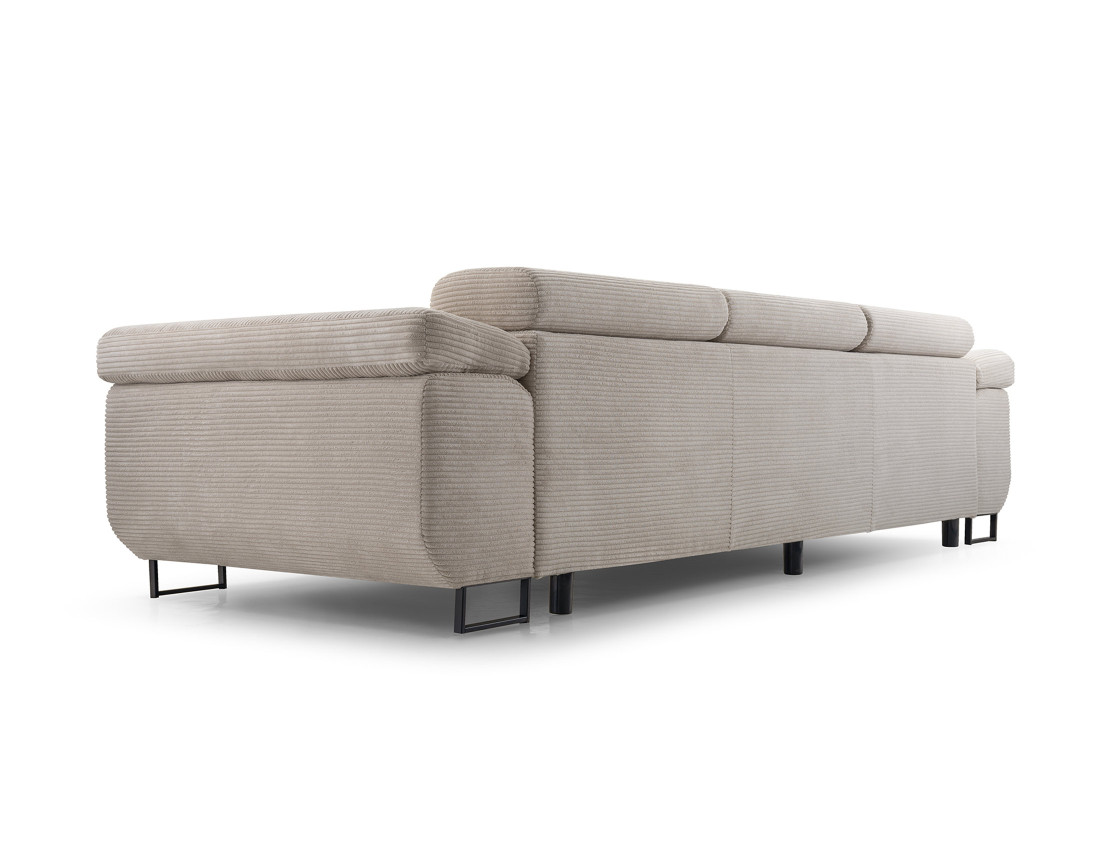Canapé 3 places convertible avec têtières réglables en velours côtelé Pablo
