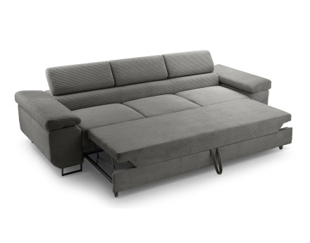 Canapé 3 places convertible avec têtières réglables en velours côtelé Pablo