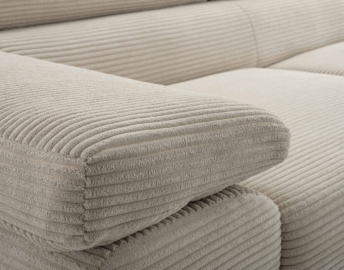 Canapé 3 places convertible avec têtières réglables en velours côtelé Pablo