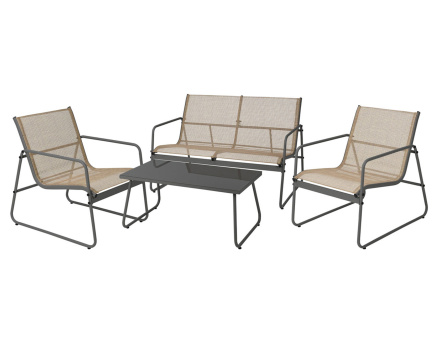 Salon bas de jardin 4 places en métale et résine tressée Pilar