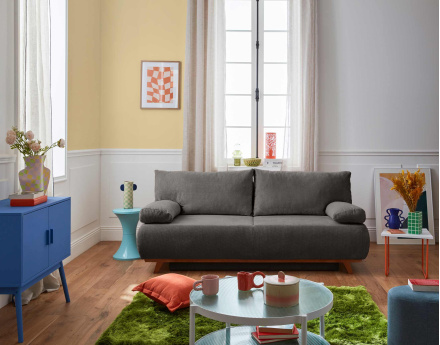 Canapé 3 places convertible avec coffre en velours texturé Cristal