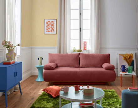 Canapé 3 places convertible avec coffre en velours texturé Cristal