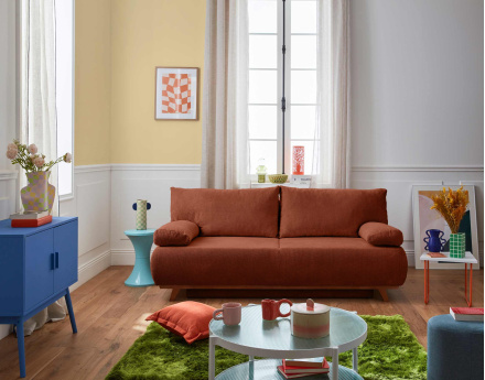 Canapé 3 places convertible avec coffre en velours texturé Cristal