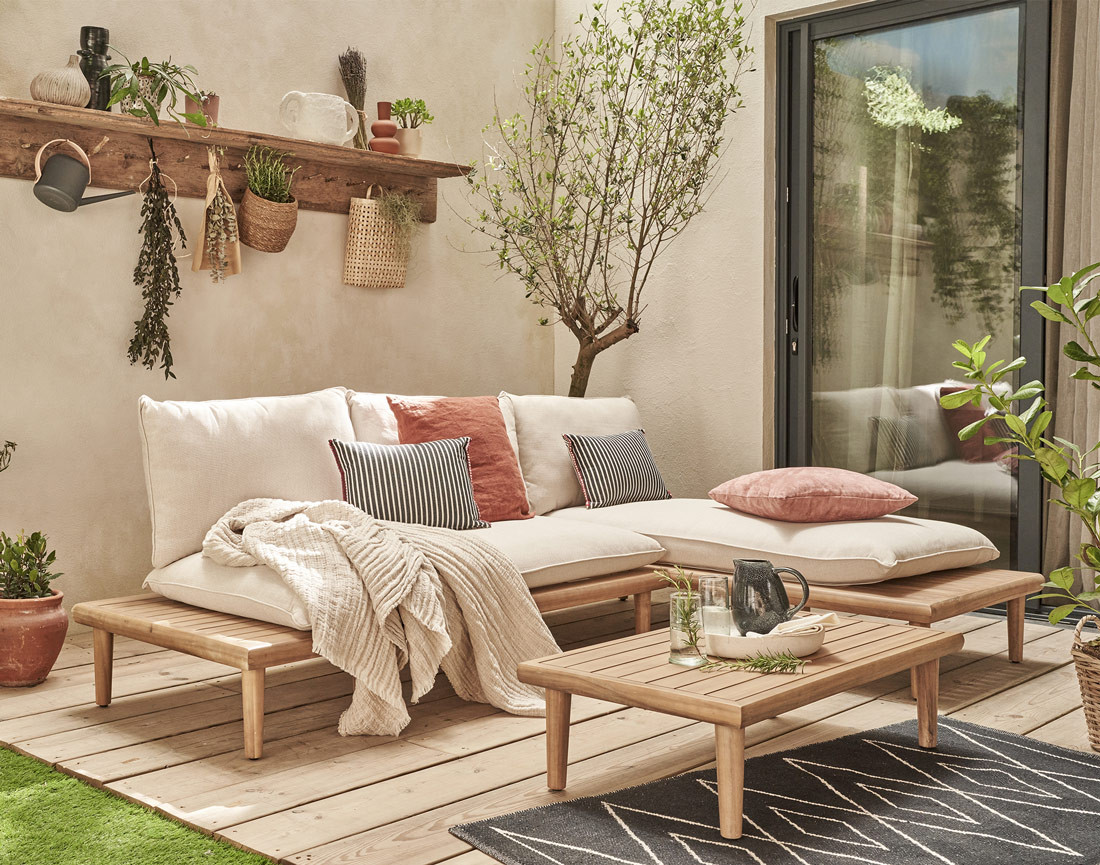 Salon bas de jardin 4 places + table en bois d'acacia FSC® 100% Papeete