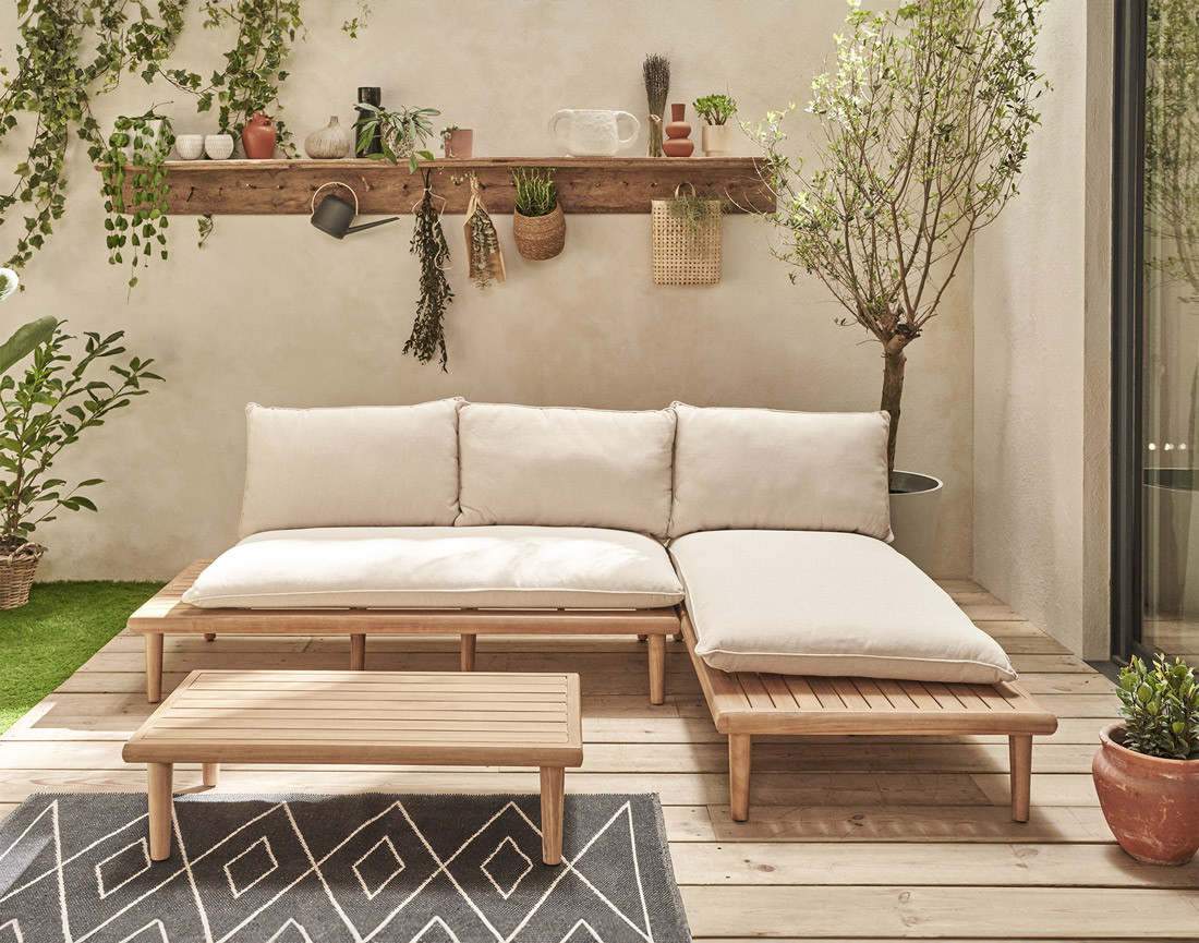 Salon bas de jardin 4 places + table en bois d'acacia FSC® 100% Papeete