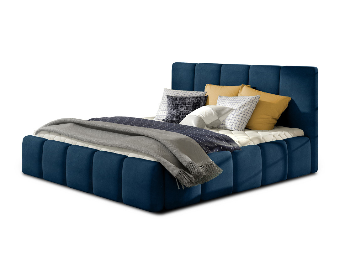 Lit coffre 160x200 cm sommier inclus en velours Lucea