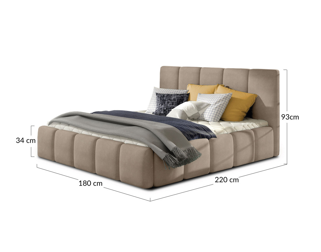Lit coffre 160x200 cm sommier inclus en velours Lucea