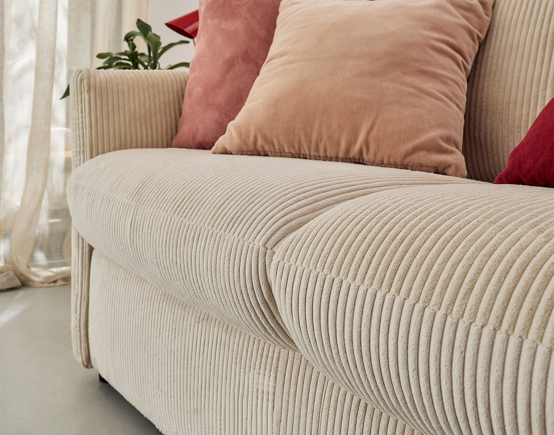 Canapé 2 places convertible express quotidien en velours côtelé Maho