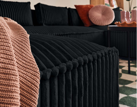 Canapé panoramique en U 7 places en velours côtelé grosses côtes Stella