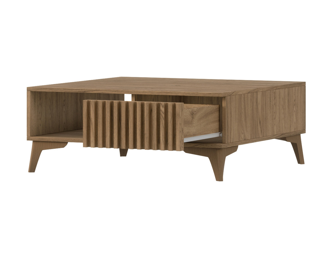 Table basse en bois 1 tiroir et 1 niche 80 cm Portmore