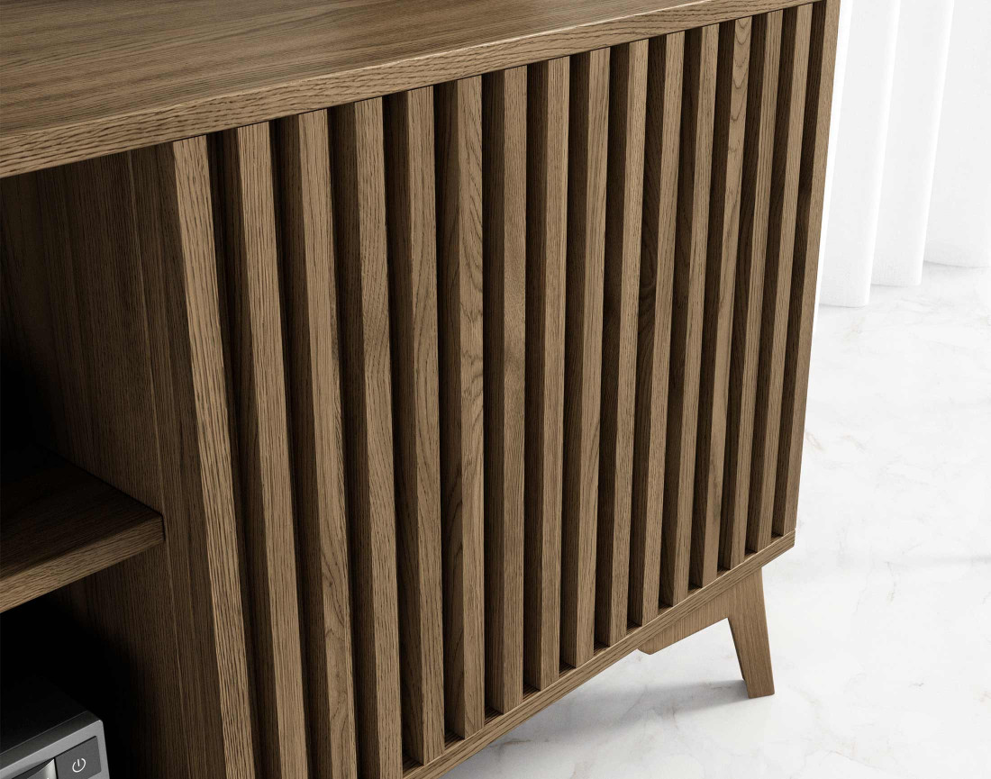 Meuble TV en bois 2 portes et 2 niches 150 cm Portmore