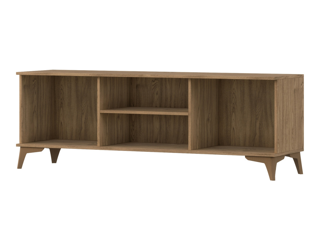 Meuble TV en bois 2 portes et 2 niches 150 cm Portmore