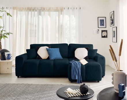 Canapé d'angle réversible convertible avec coffre 4 places en fausse fourrure Crocus