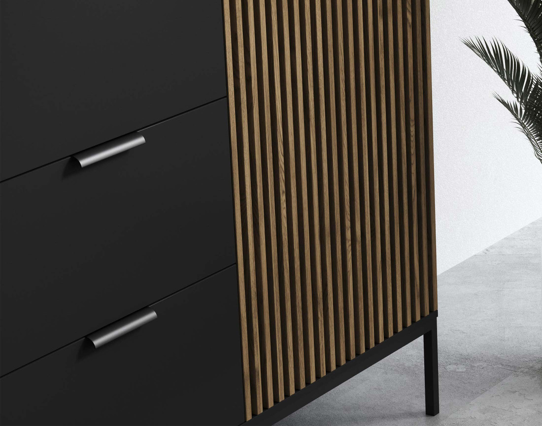 Armoire bois et noir 185x200 cm Savanna