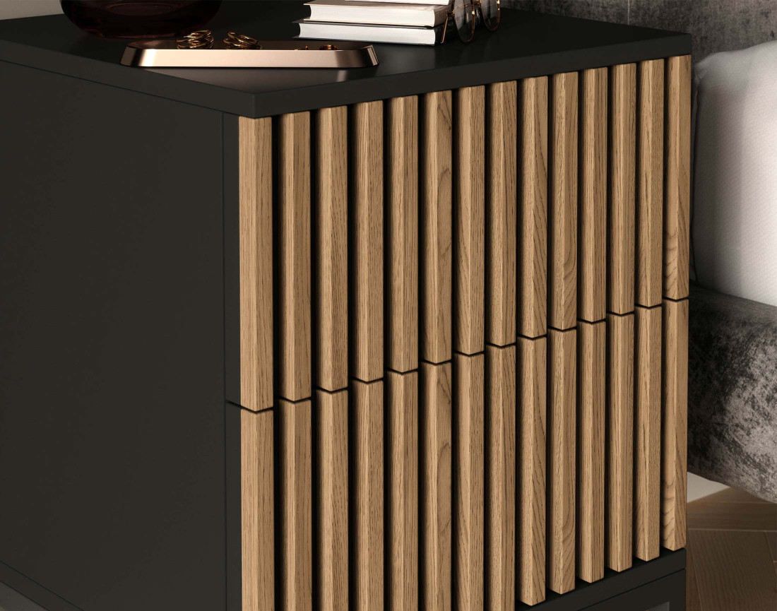 Table de chevet 40 cm bois et noir Savanna