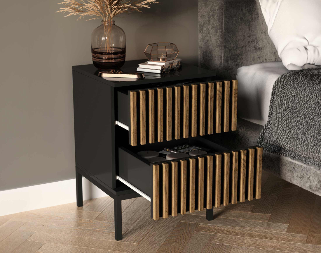 Table de chevet 40 cm bois et noir Savanna