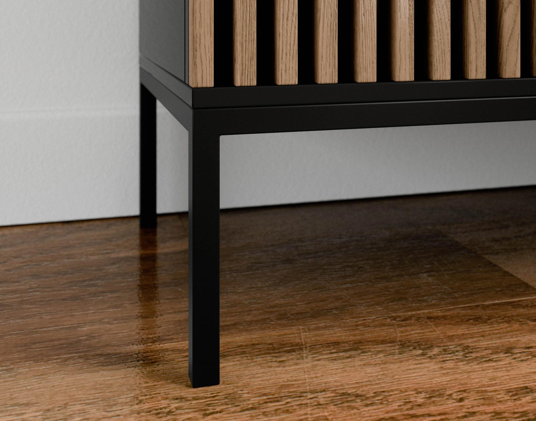 Buffet bas bois et noir 3 tiroirs et 2 portes 150 cm Savanna