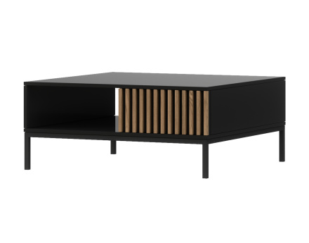 Table basse bois et noir 1 tiroir et 1 niche 80 cm Savanna