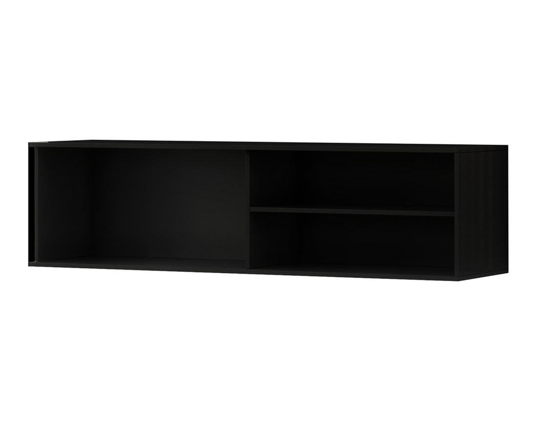 Meuble TV suspendu bois et noir 2 niches et 1 porte 150 cm Savanna