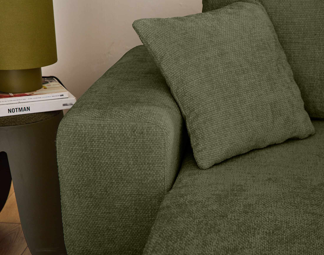 Canapé d'angle réversible 4 places convertible avec coffre en velours texturé Milan