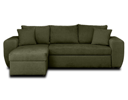 Canapé d'angle réversible 4 places convertible avec coffre en velours texturé Milan