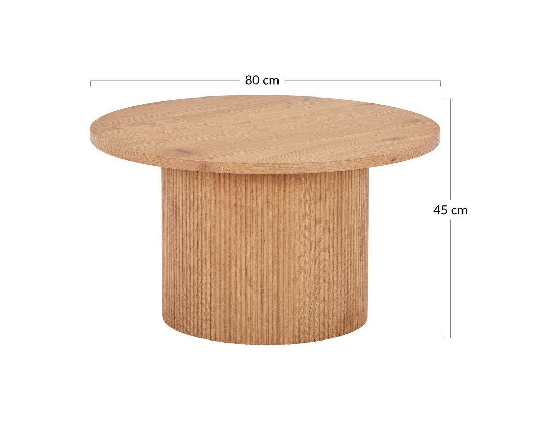 Table basse ronde en bois 80 cm Oliva