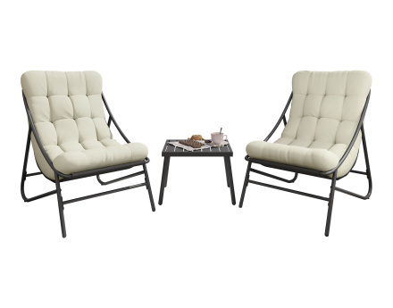 Salon bas de jardin 2 places métal gris anthracite coussins beiges Trinity