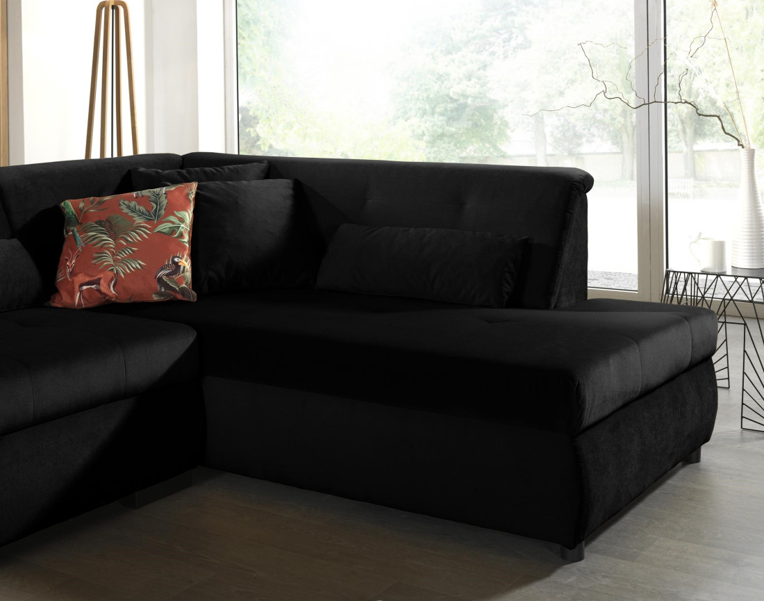 Canapé panoramique d'angle droit 7 places XXL en velours Vermont